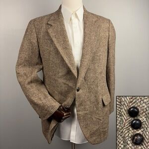 Harris Tweed Blazer Men's 46R (EST) Wool Herringbone Jacket Melbourne Vintage